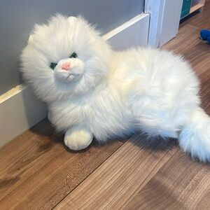 Vintage Russ Berrie White Fluffy Cat Plush NIKki 12"